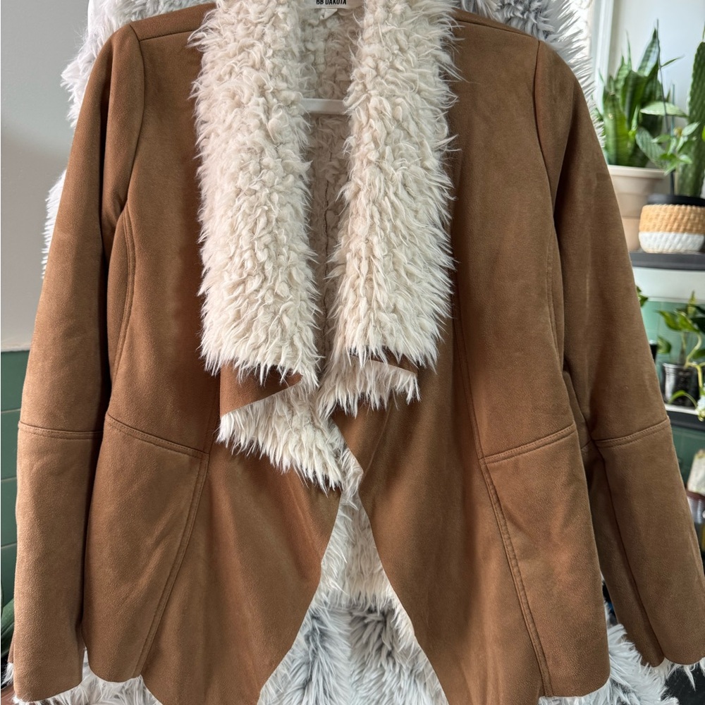 BB Dakota Tan Teddy Jacket with Cream Faux Fur